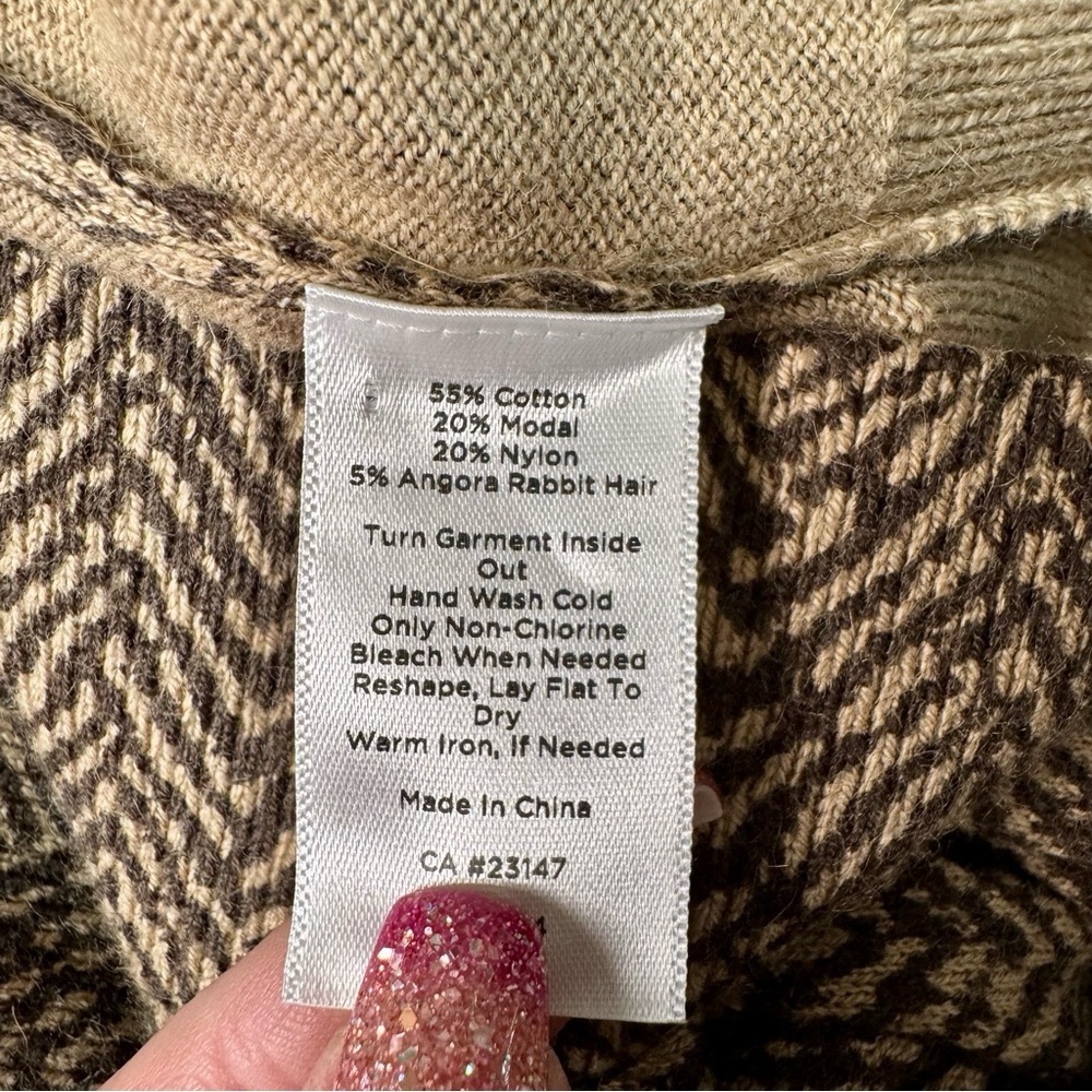 Talbots Herringbone Angora Cardigan Sweater Brown Tan Size XL - Picture 9 of 9
